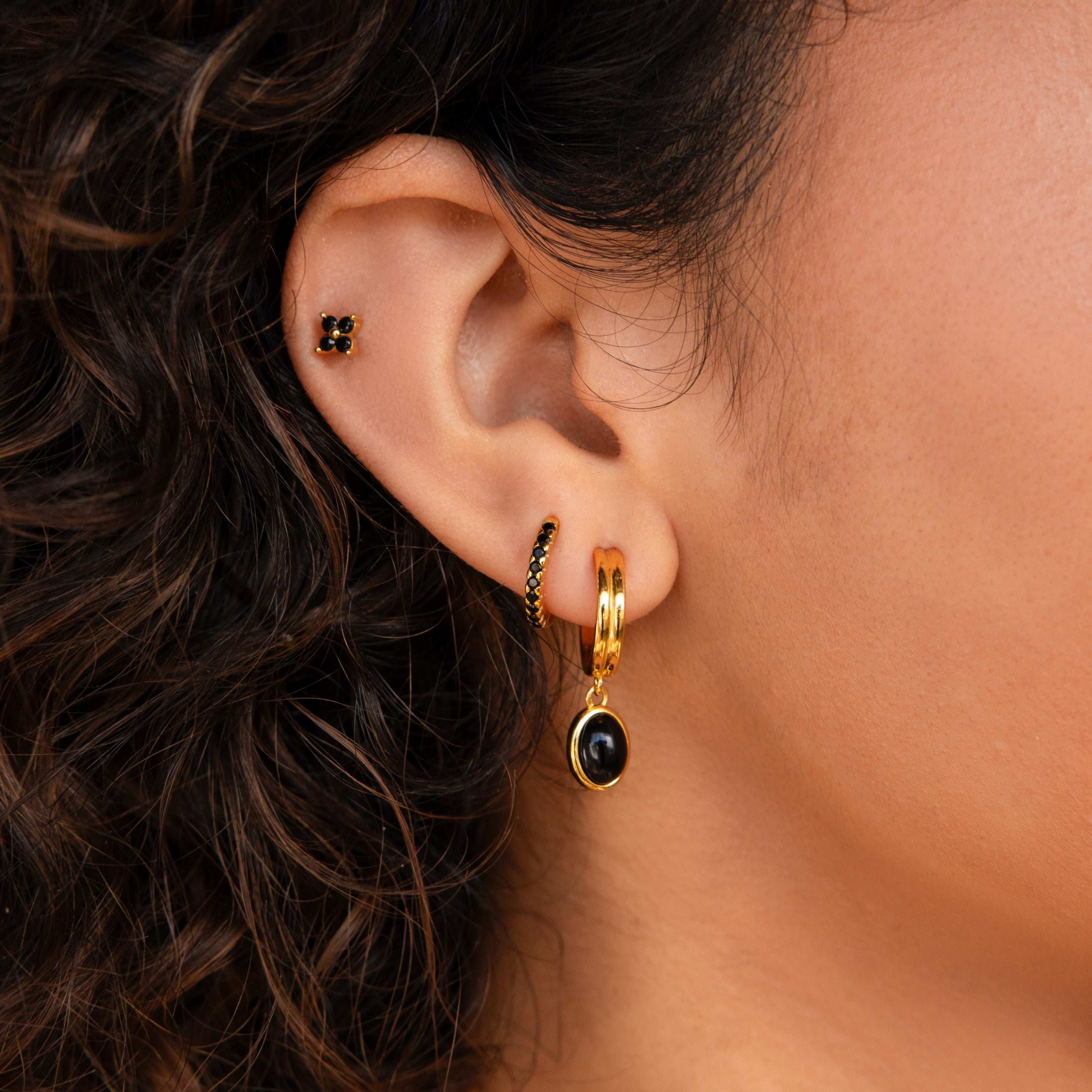 Onyx Diamond Earrings Set