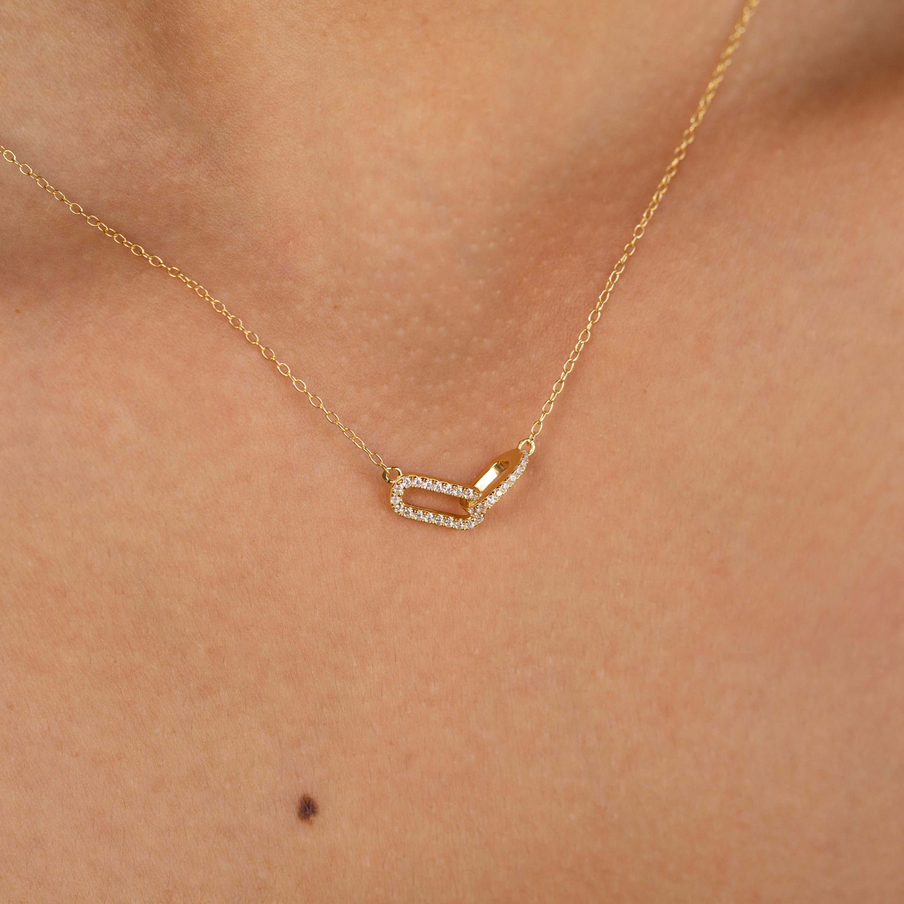 Pave Linked Pendant Necklace