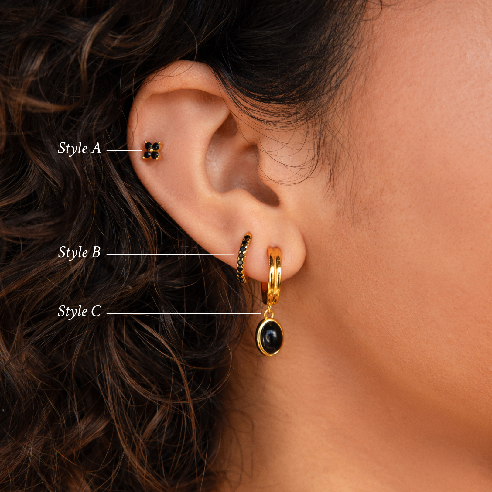 Onyx Diamond Earrings Set