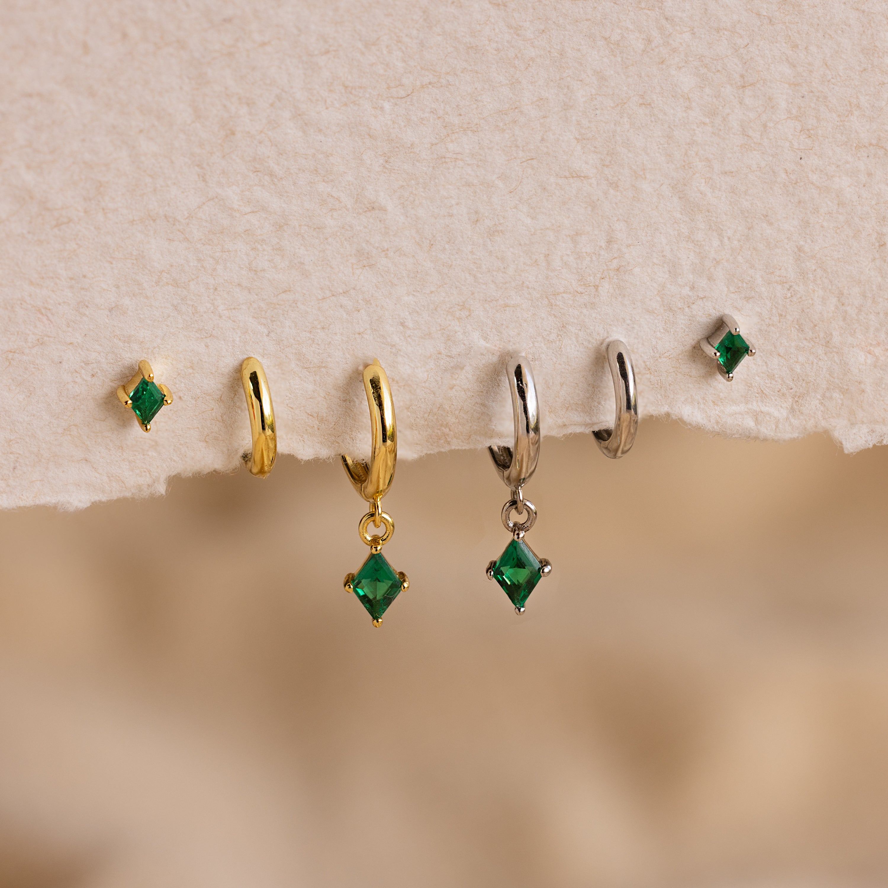 Emerald Earrings Set