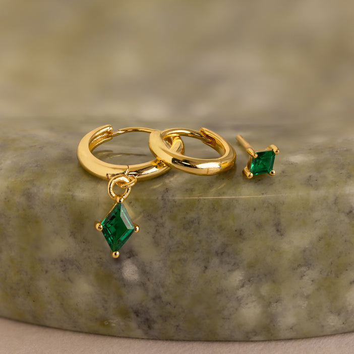 Emerald Earrings Set