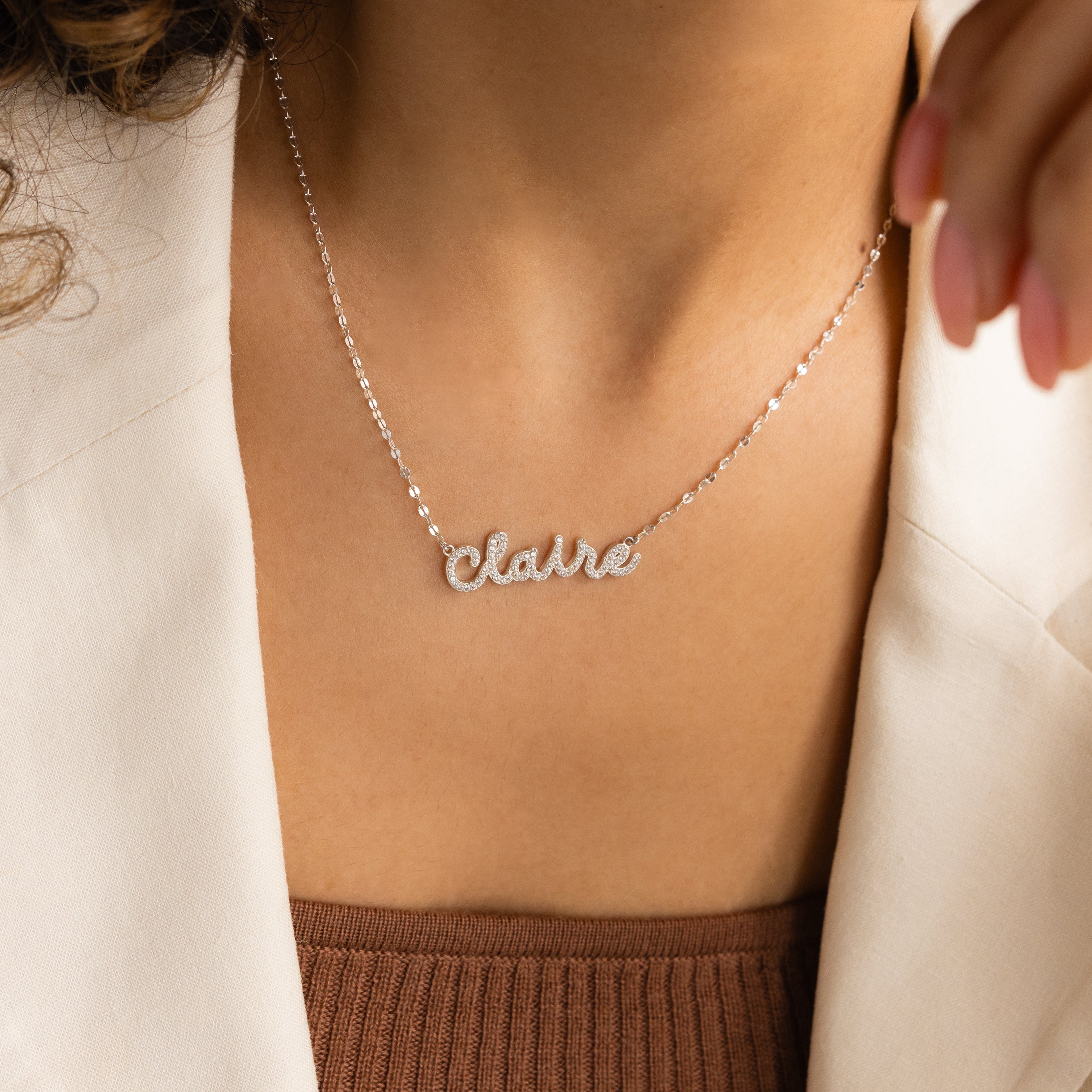 Pave Dream Script Name Necklace