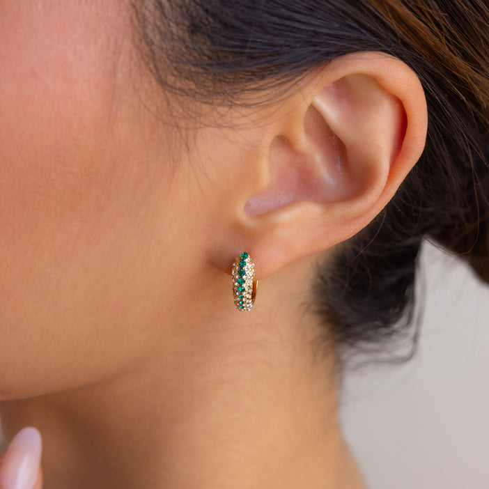 Emerald Pave Snake Hoops