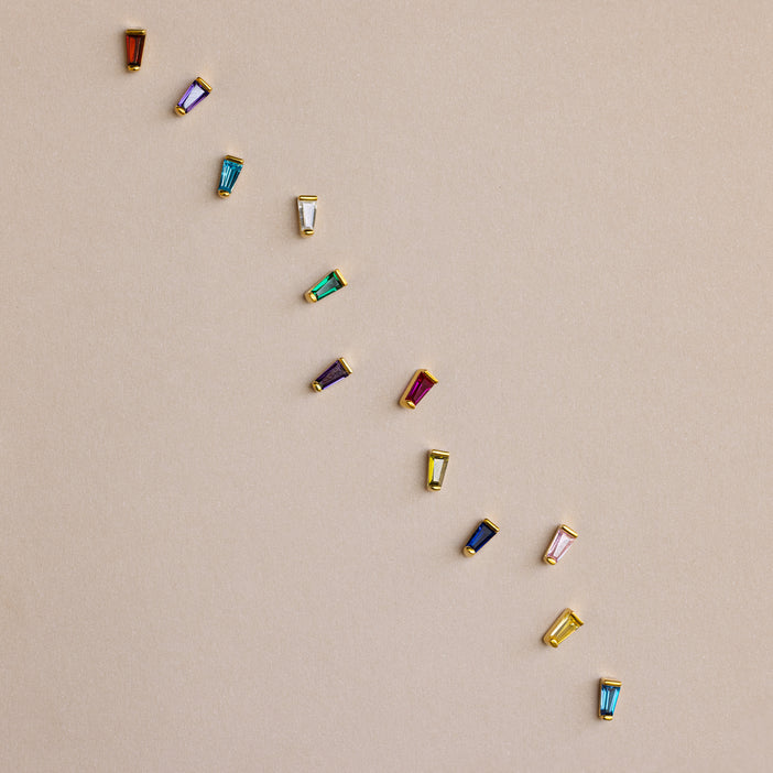 Tapered Baguette Birthstone Studs