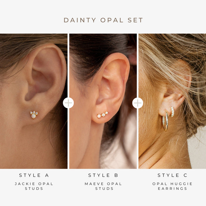 Dainty Opal Earrings Set