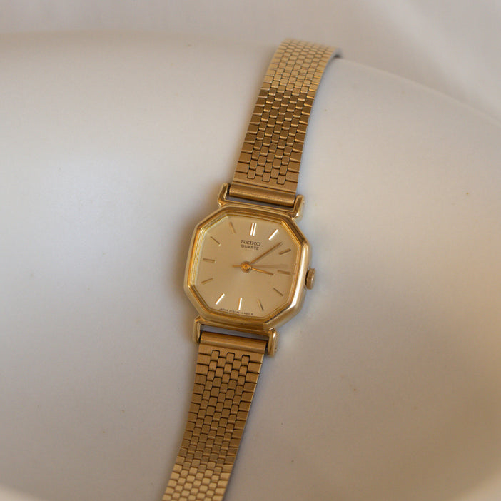 Vintage Seiko Octagonal Mesh Gold Watch