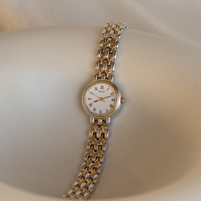 Vintage Seiko Link Round Two Tone Watch