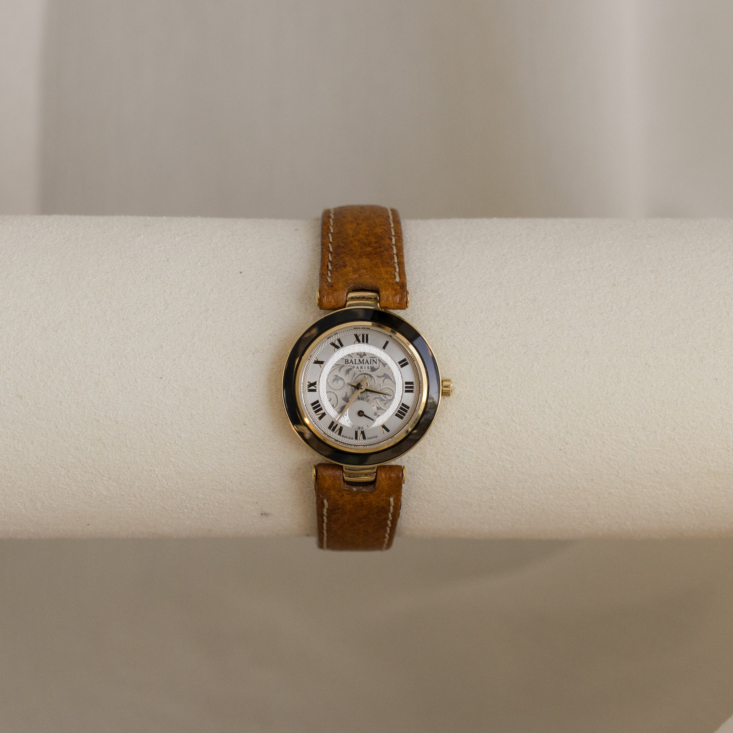 Vintage Pierre Balmain Swiss Light Brown Strap Watch