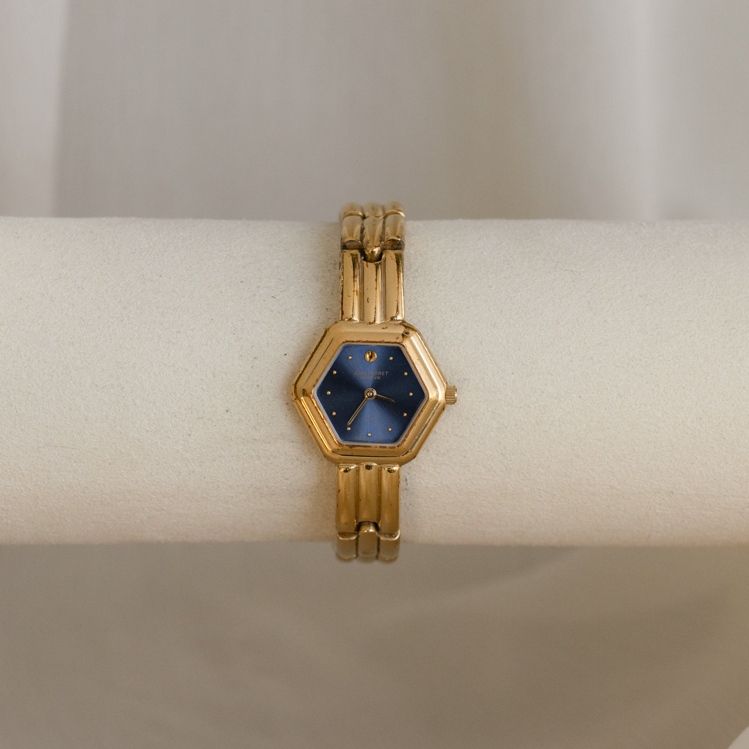 Vintage Jean Perret Swiss Hexagon Gold Watch