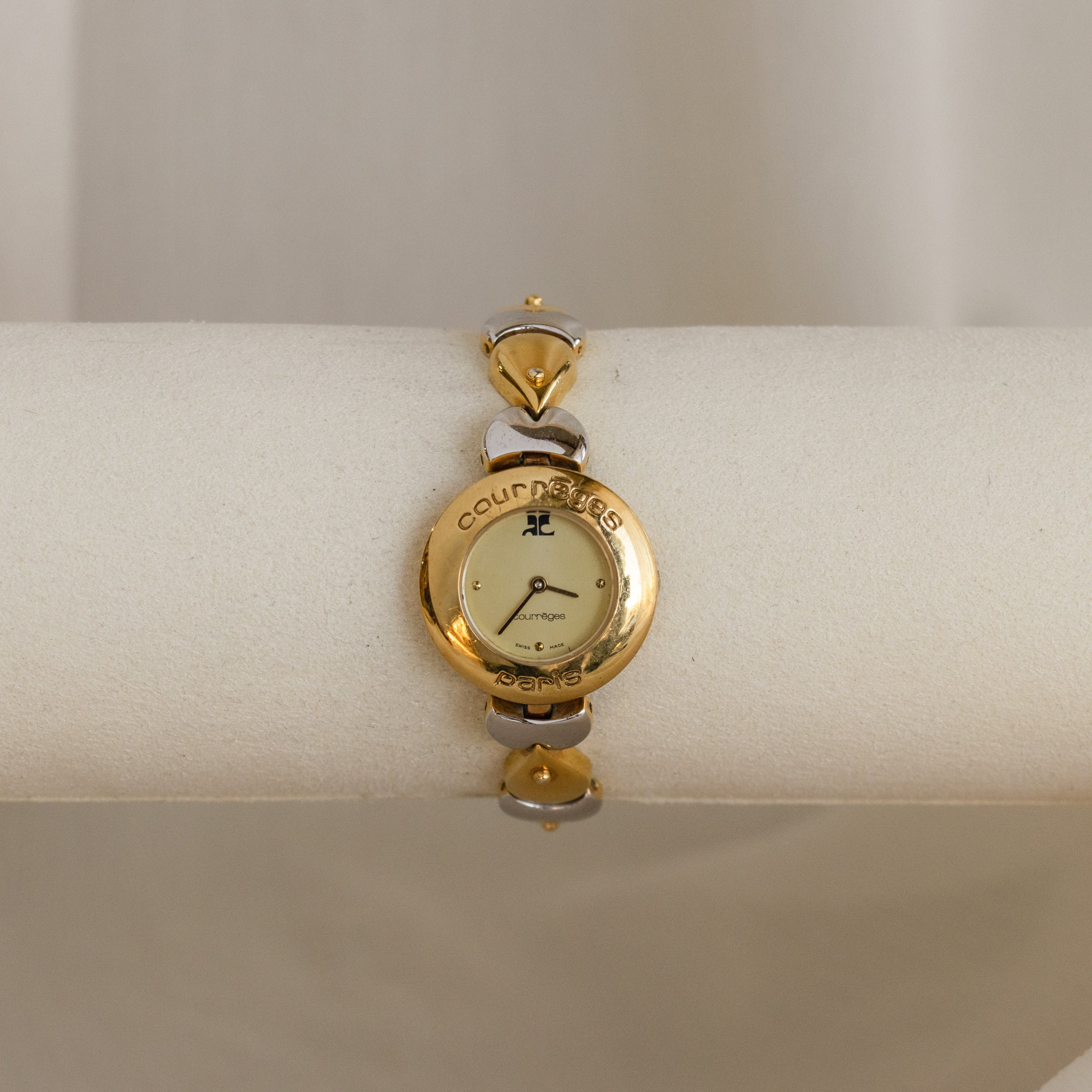 Vintage Courreges Swiss Round Two Tone Watch