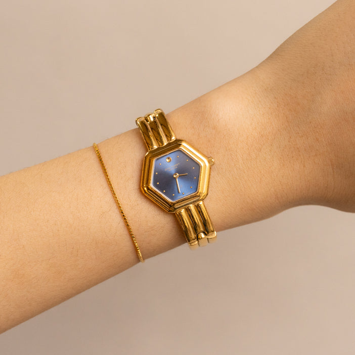 Vintage Jean Perret Swiss Hexagon Gold Watch