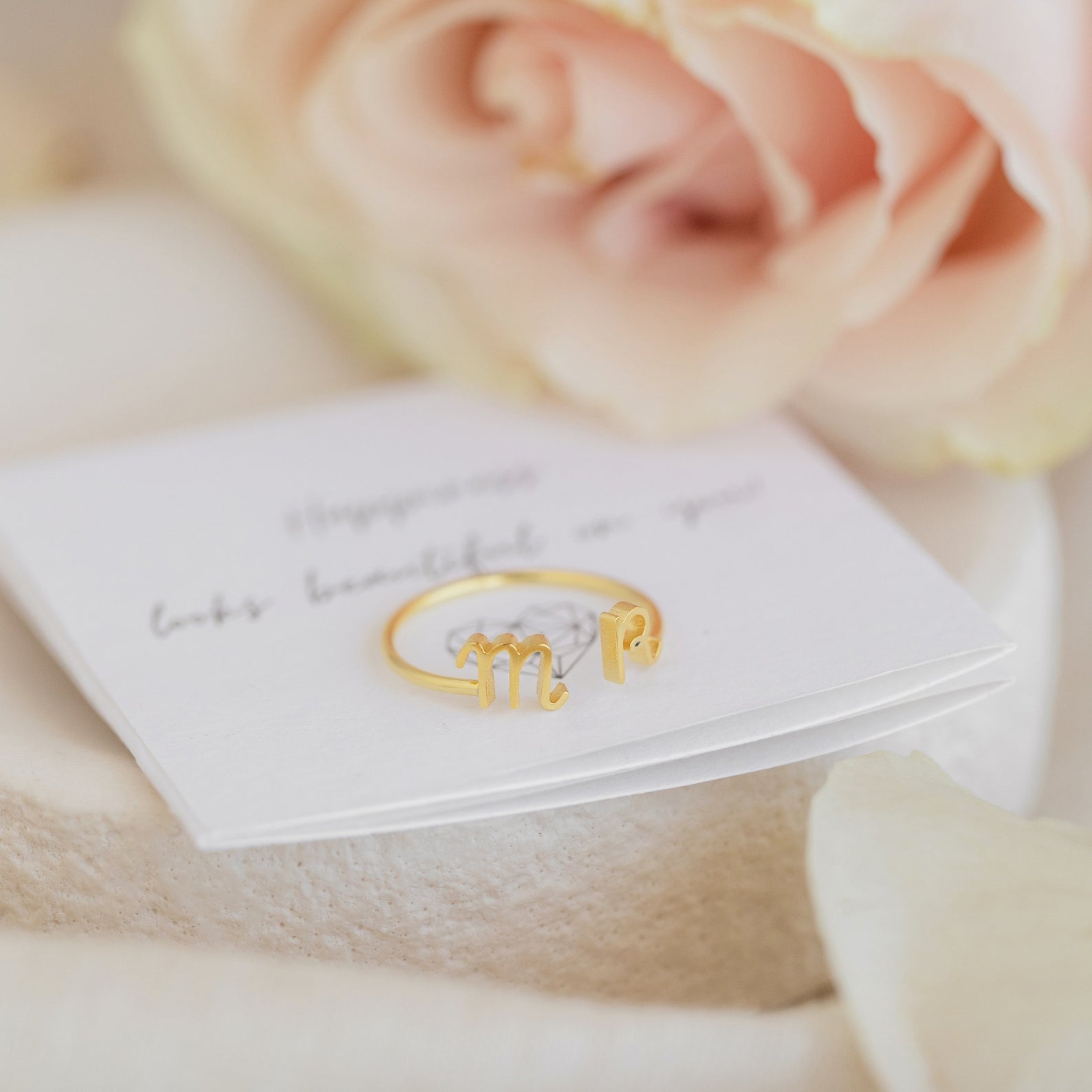 Dainty Duo Initial Ring