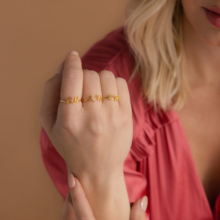 Dainty Duo Initial Ring