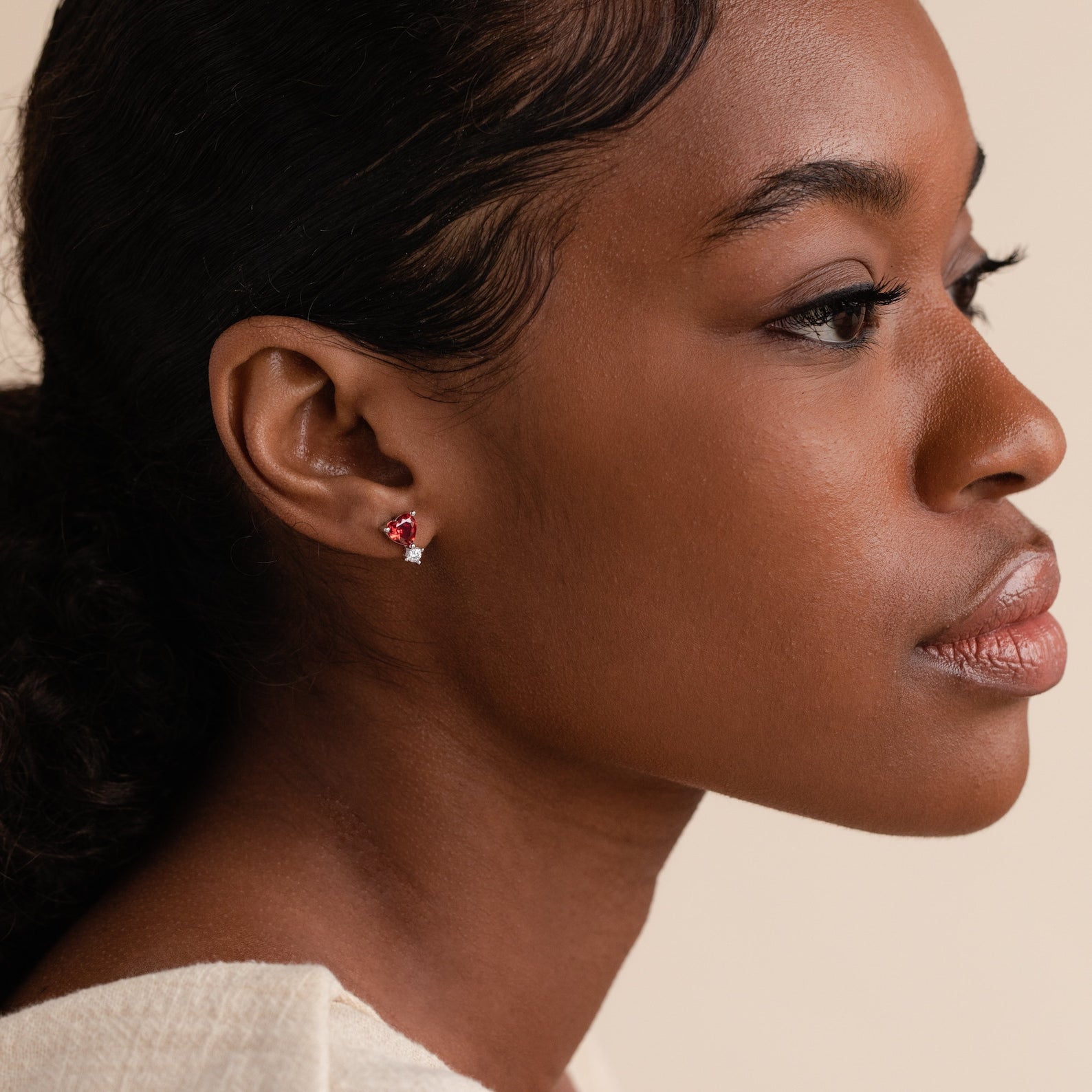 Garnet Heart Studs