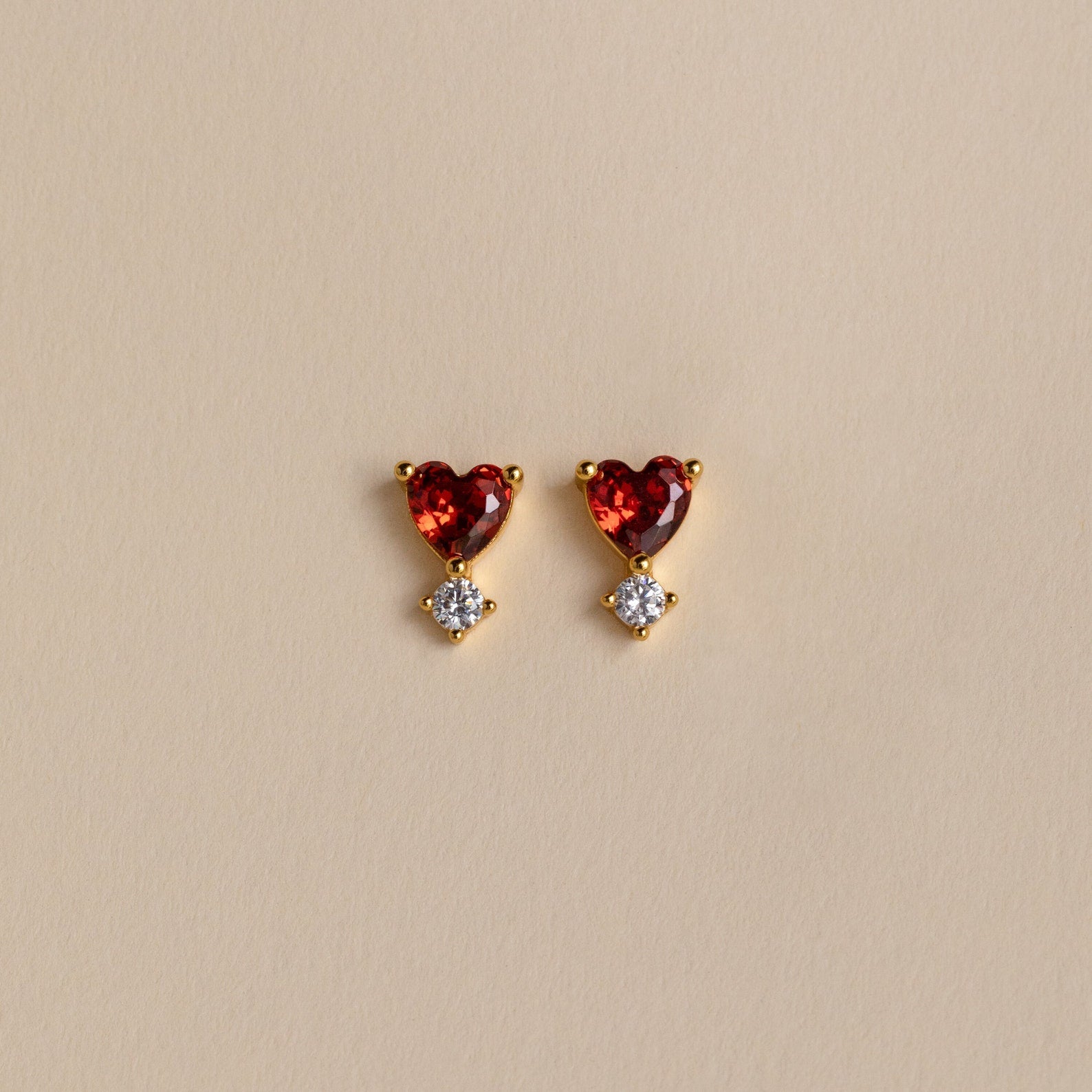 Garnet Heart Studs