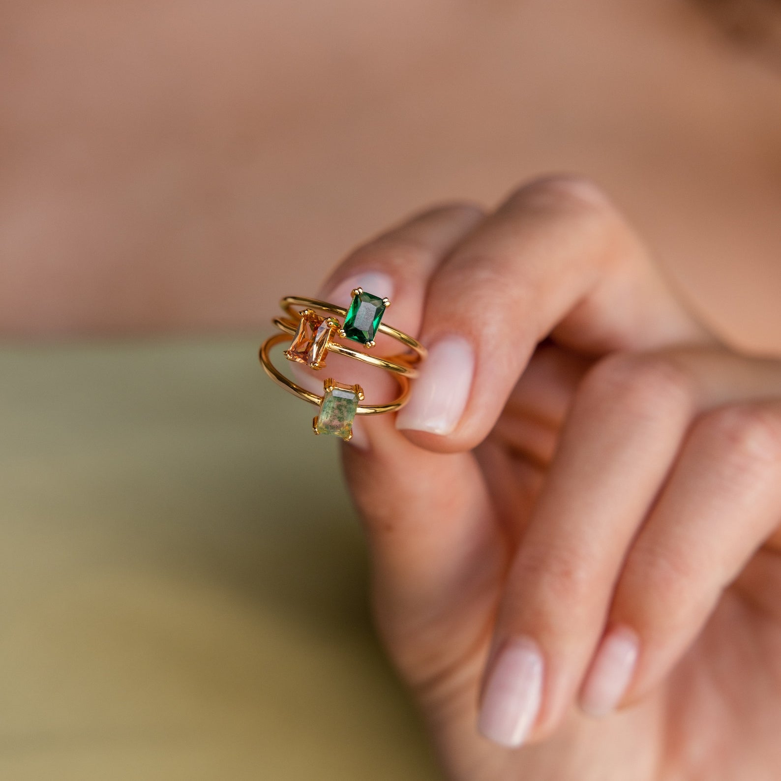 Agate Emerald Ring