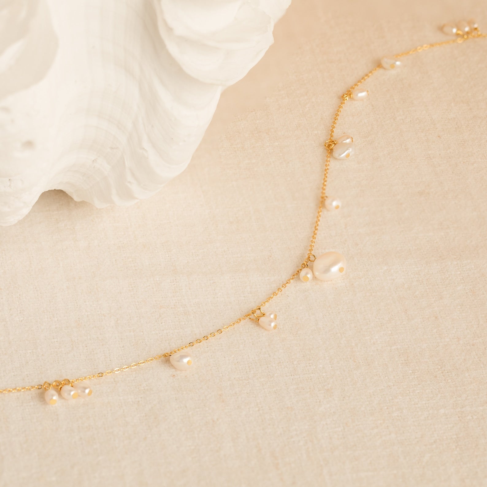 Baroque Pearl Station Necklace