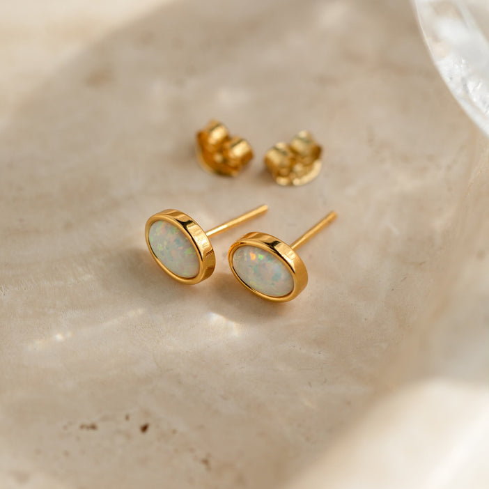 Oval Opal Studs