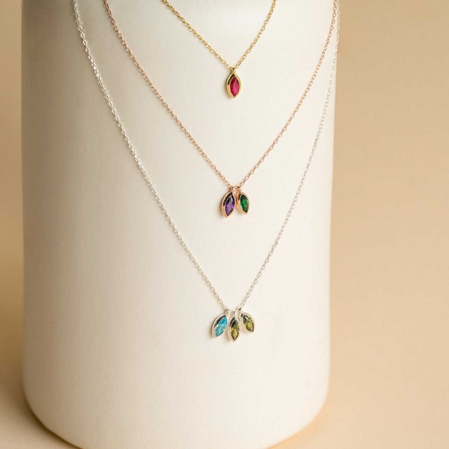 Marquise Birthstone Pendant Necklace