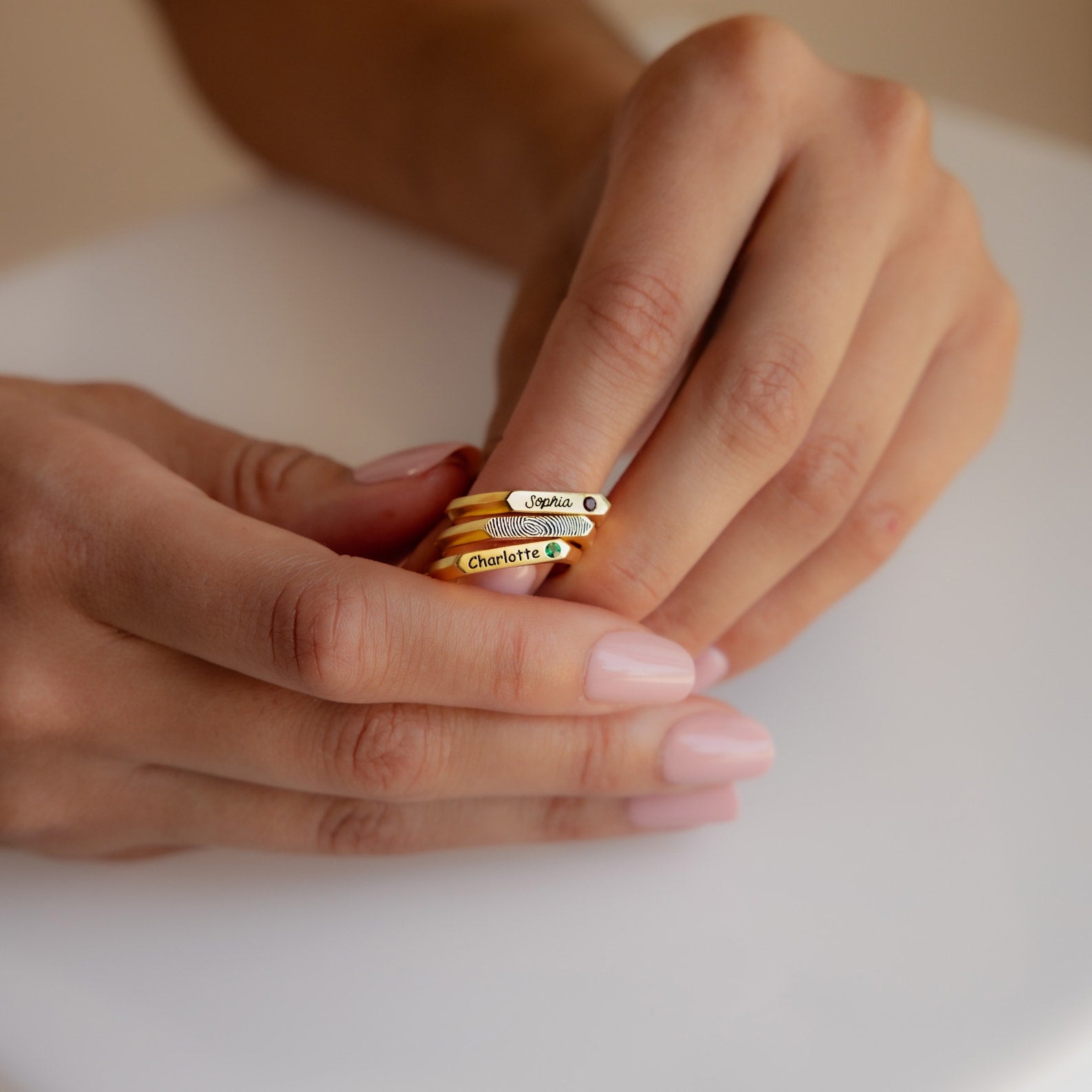 Thin Fingerprint Signet Ring