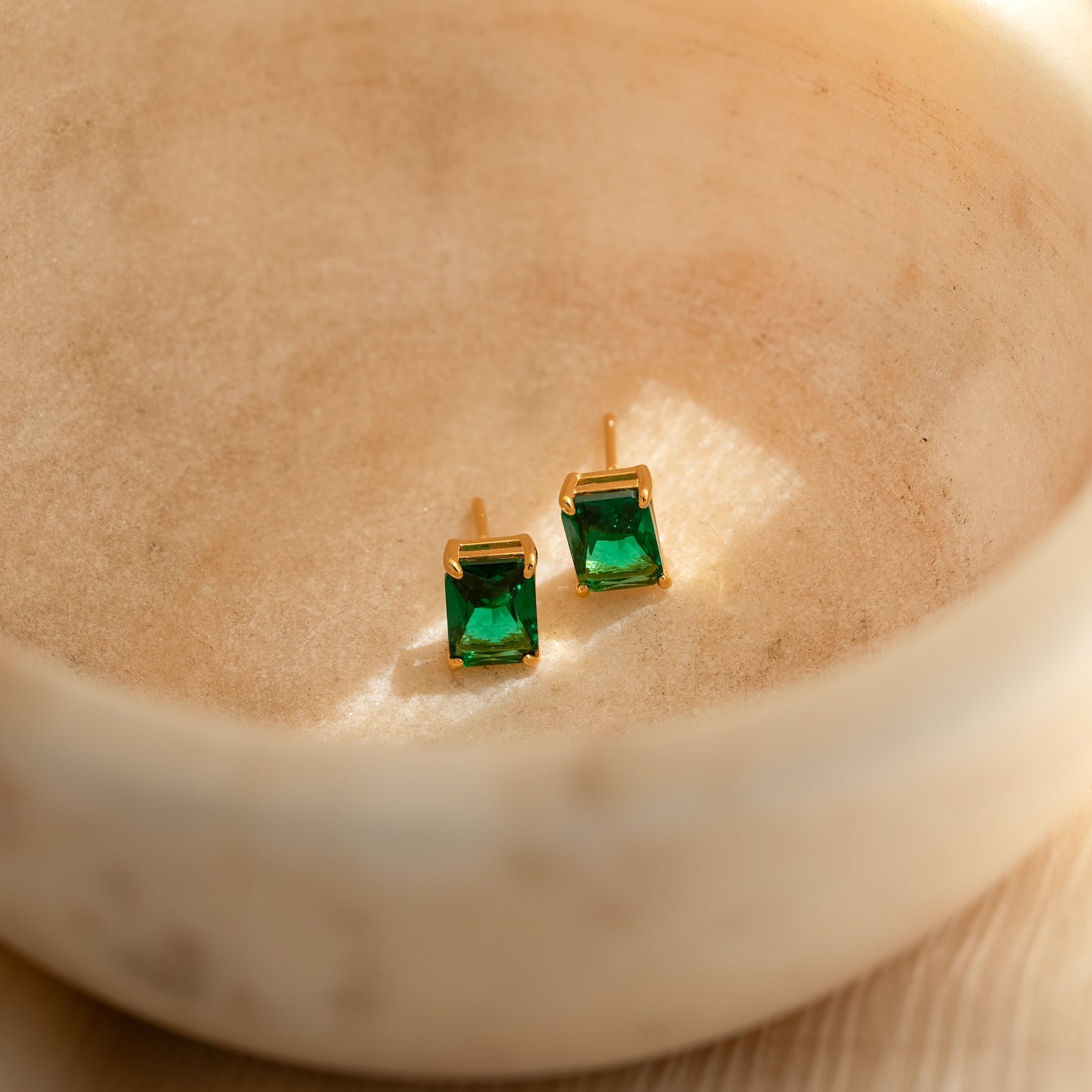 Emerald Birthstone Studs