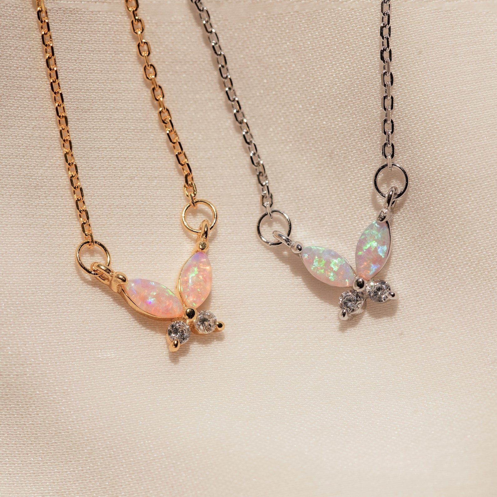 Pink Opal Butterfly Necklace