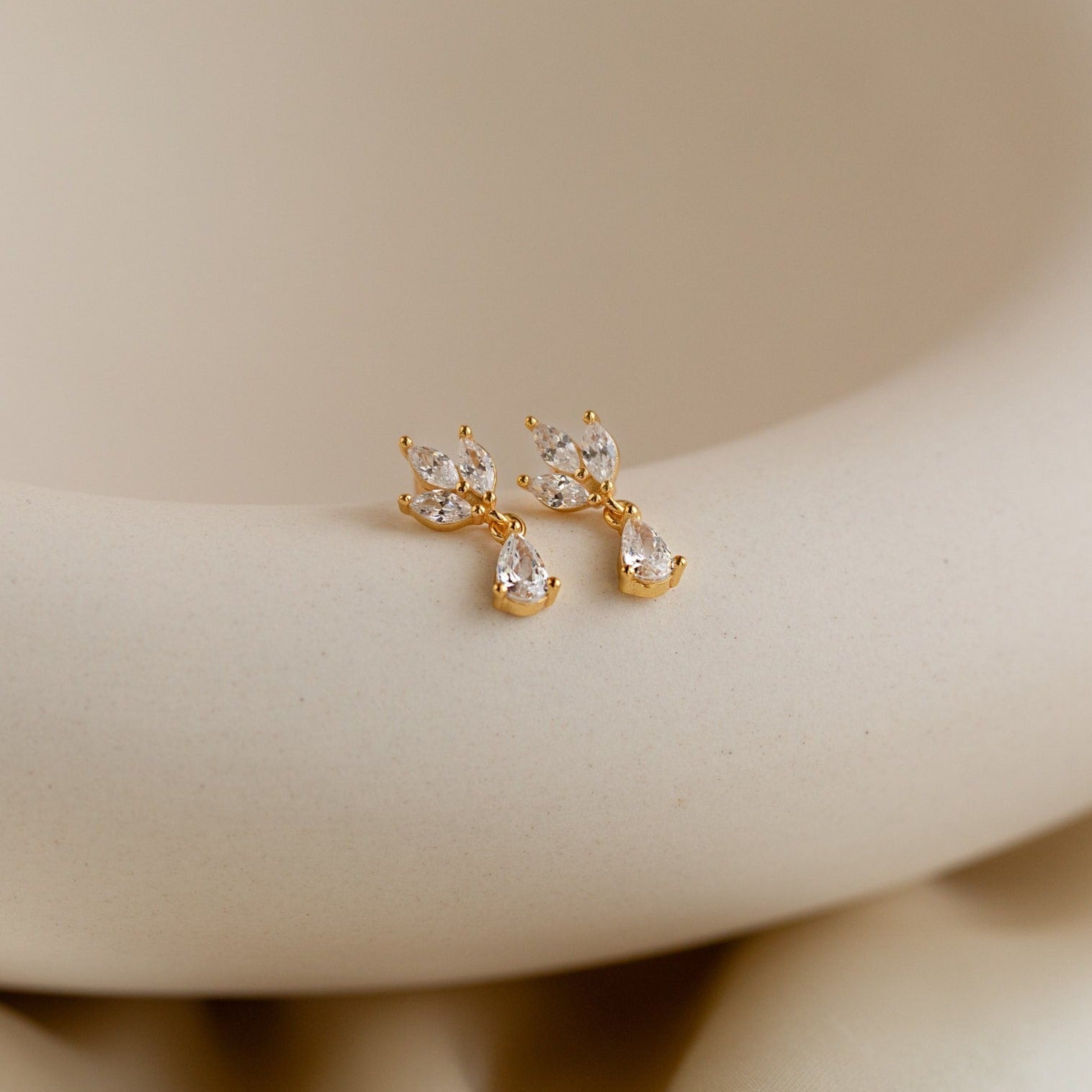 Marquise Diamond Drop Studs