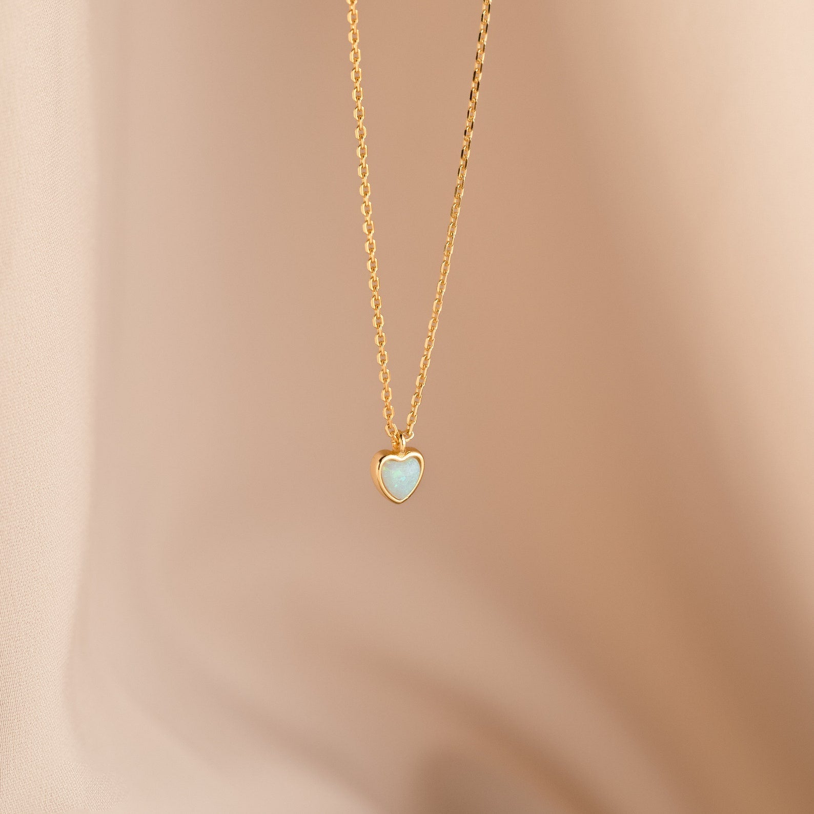 Tiny Opal Heart Necklace