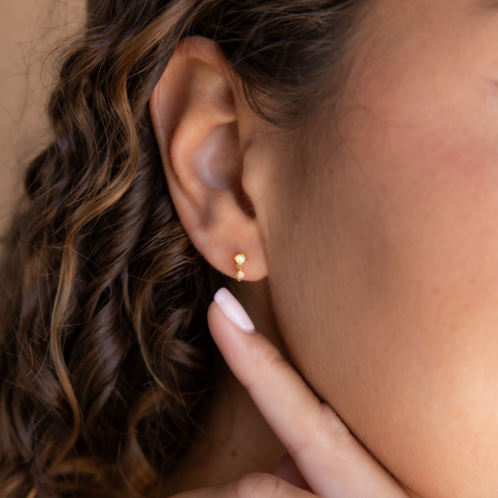 Ruby Birthstone Drop Studs