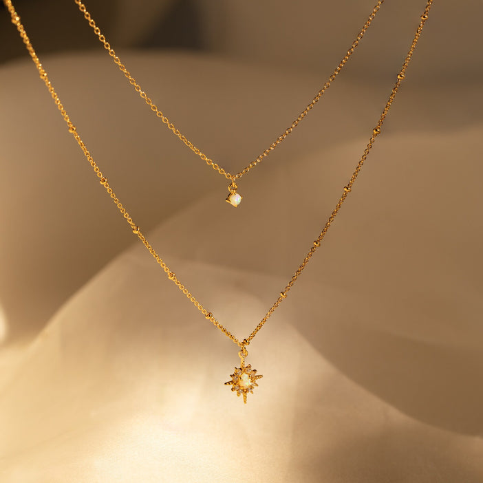 Opal Star Duo Necklace