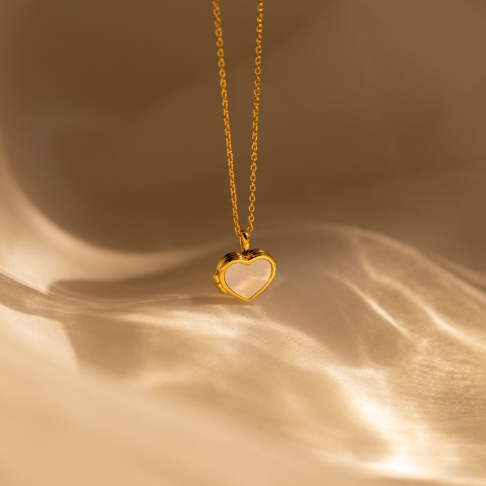 Pearl Heart Locket Necklace