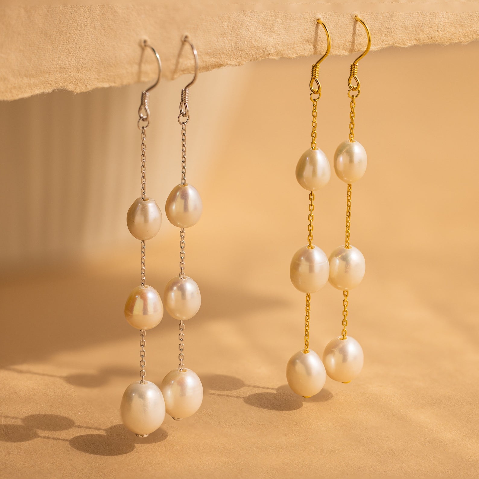 Long Pearl Dangle Earrings