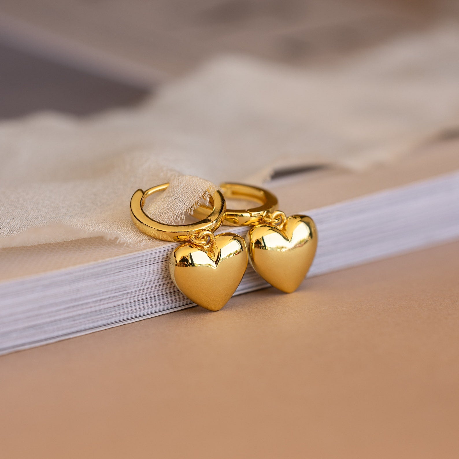 Puff Heart Charm Huggies