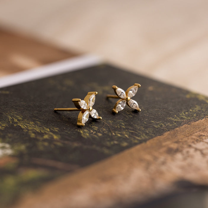 Marquise Diamond Flower Studs