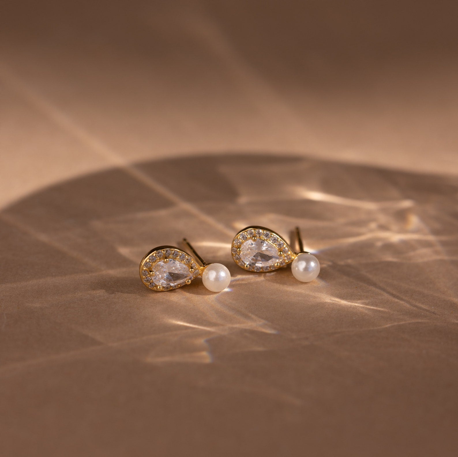 Pearl Diamond Teardrop Studs