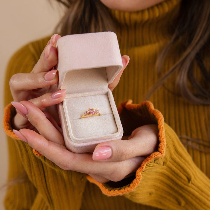 Pink Suede Ring Box