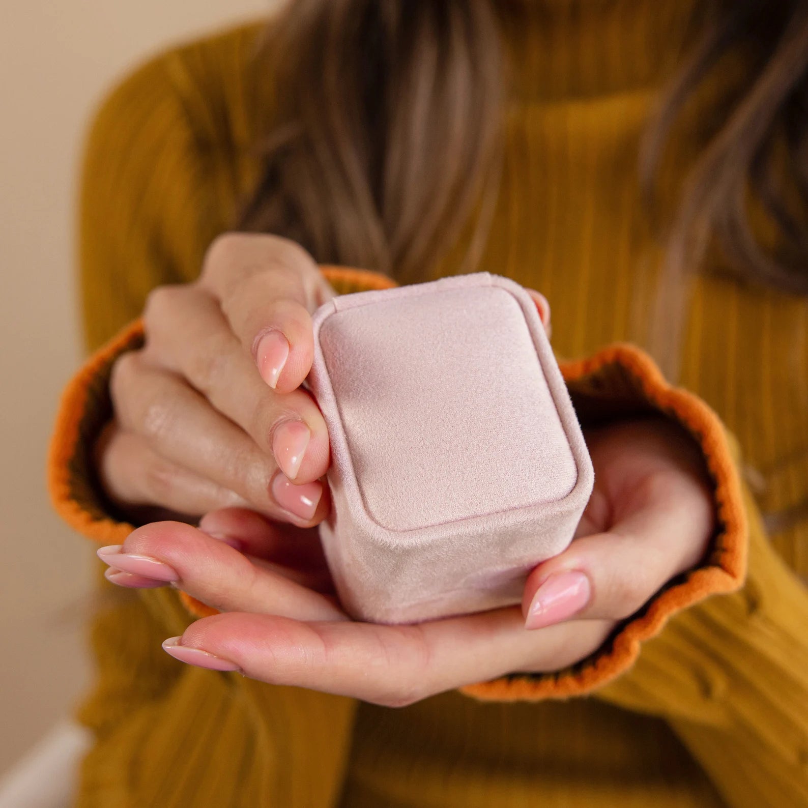 Pink Suede Ring Box