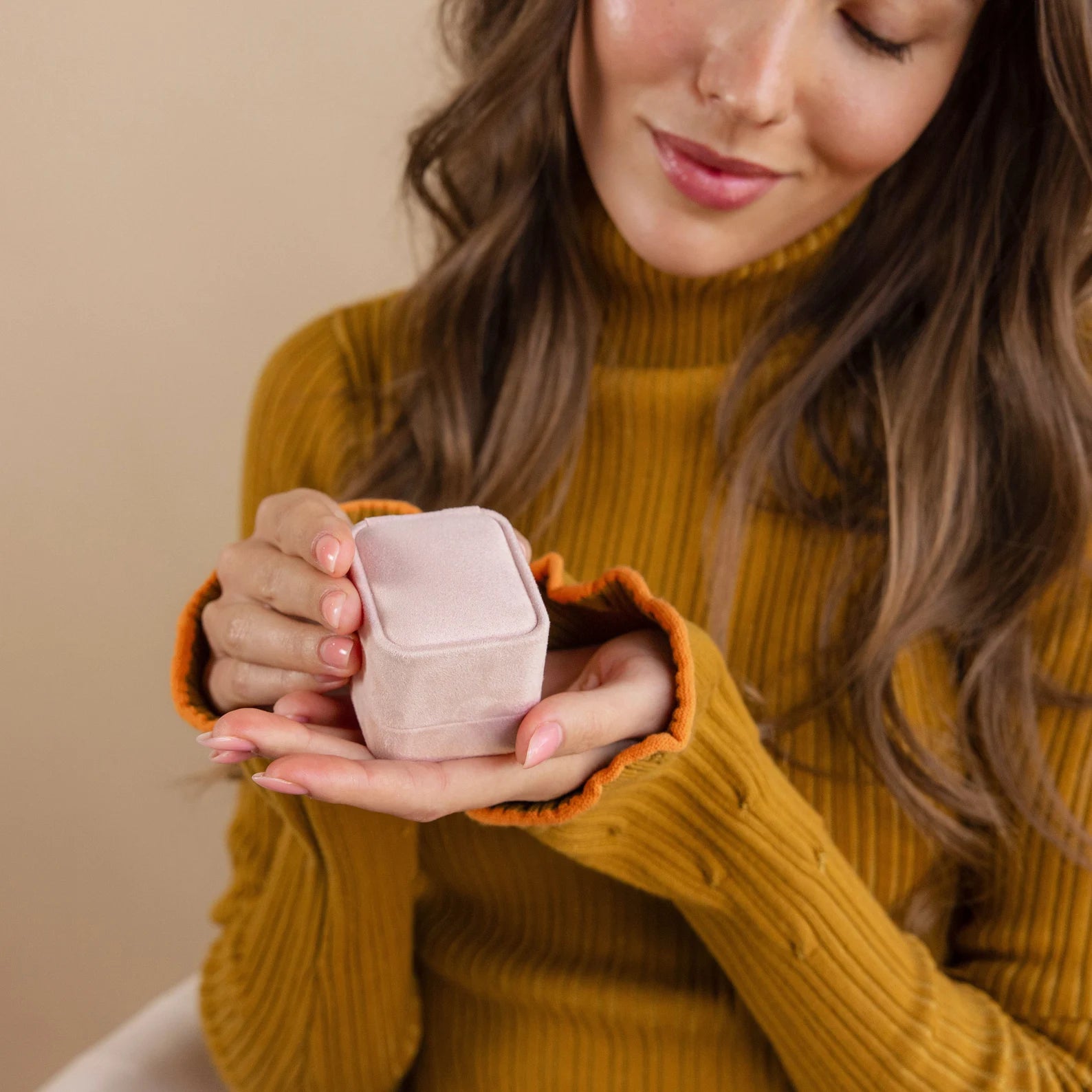 Pink Suede Ring Box