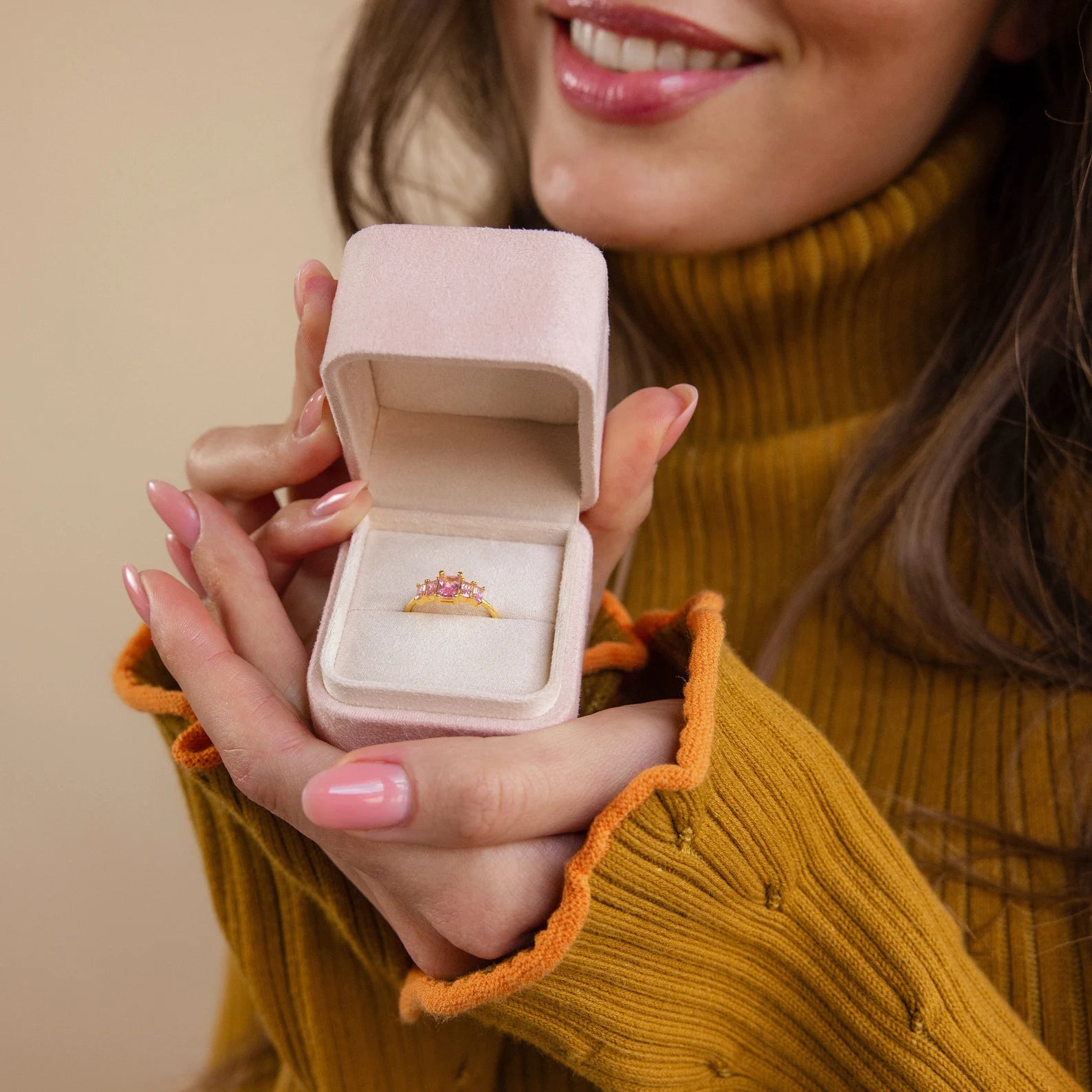 Pink Suede Ring Box