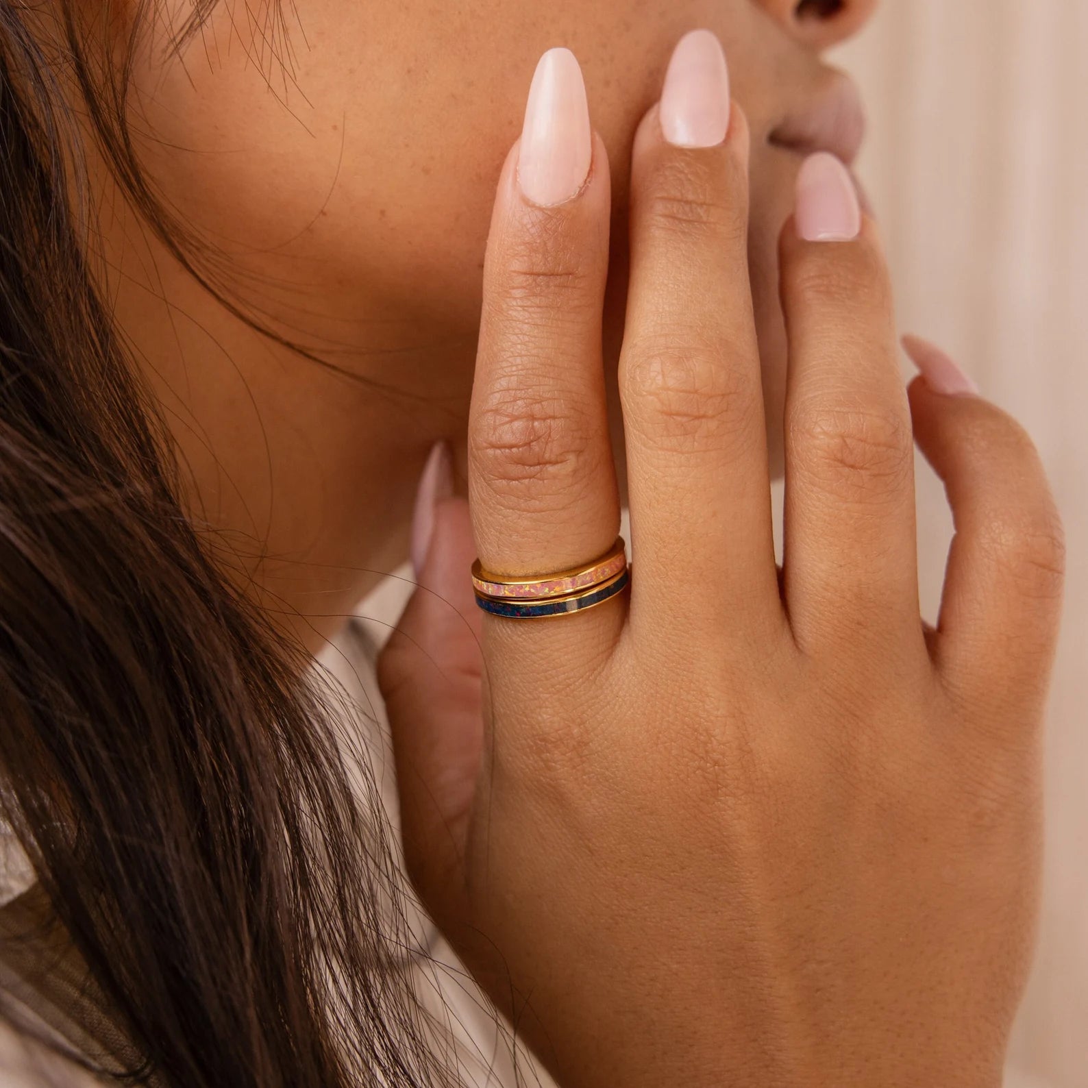 Opal Inlay Rings Set