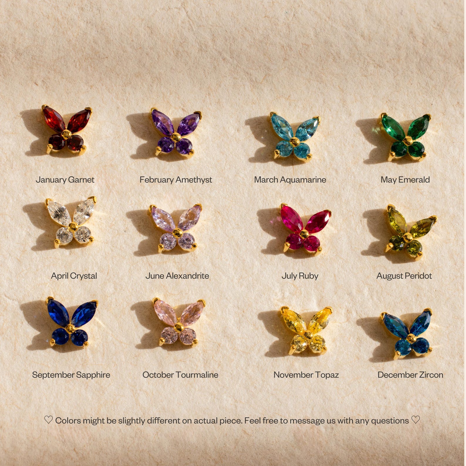 Butterfly Birthstone Studs