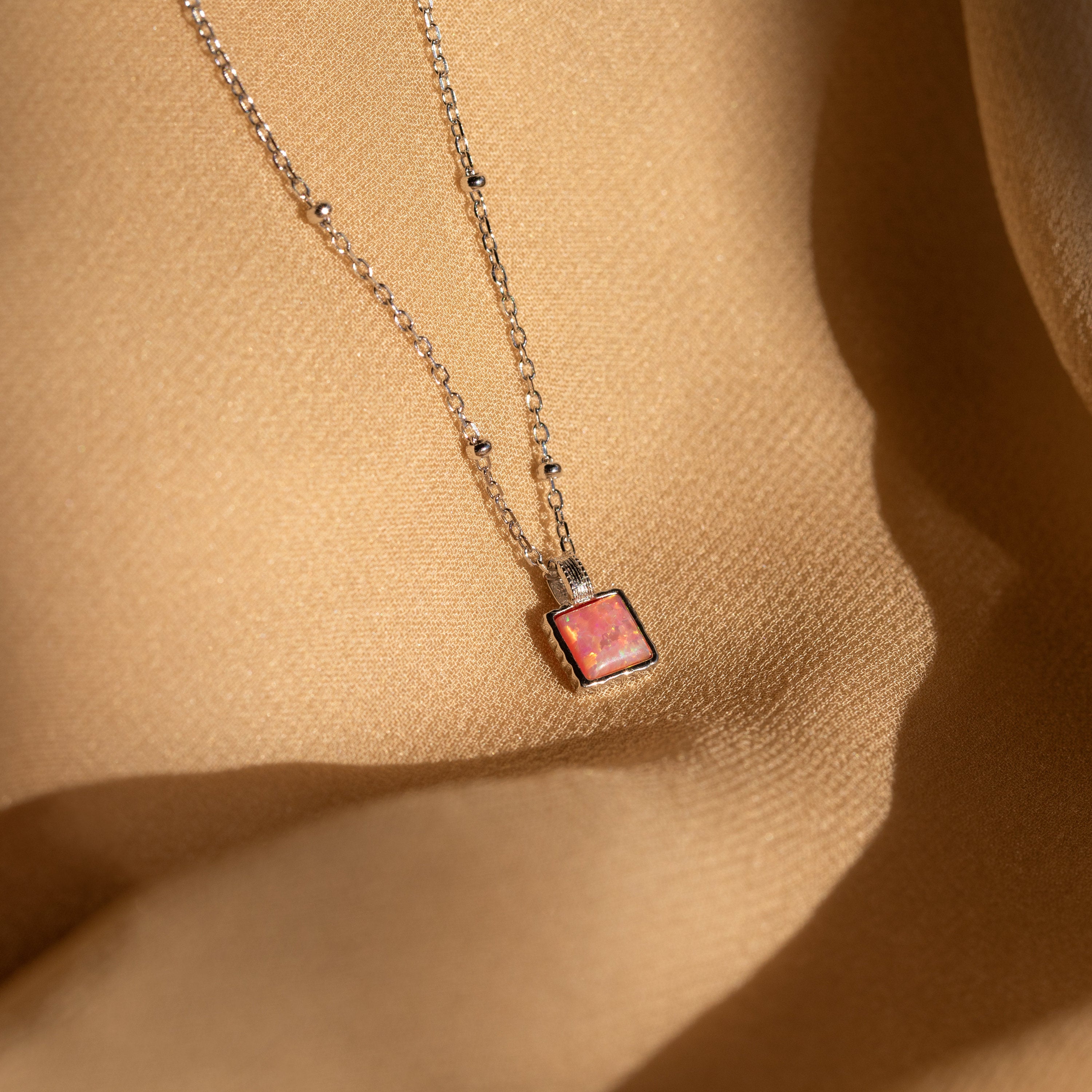 Pink Opal Pendant Necklace