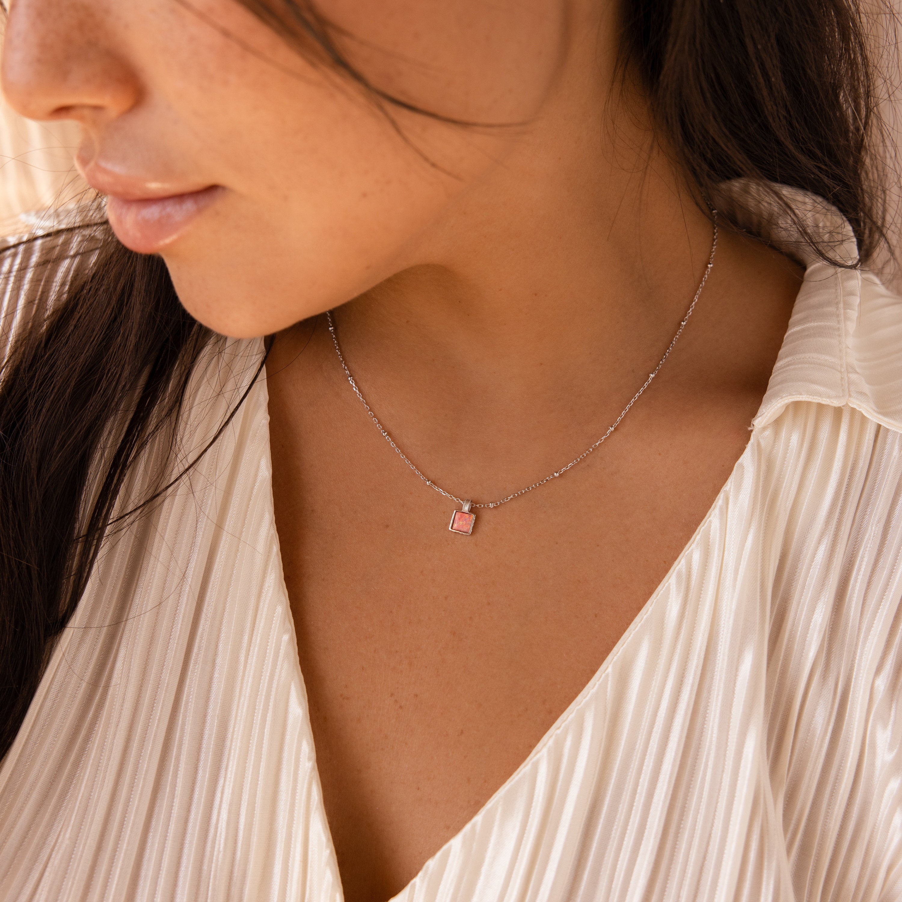 Pink Opal Pendant Necklace