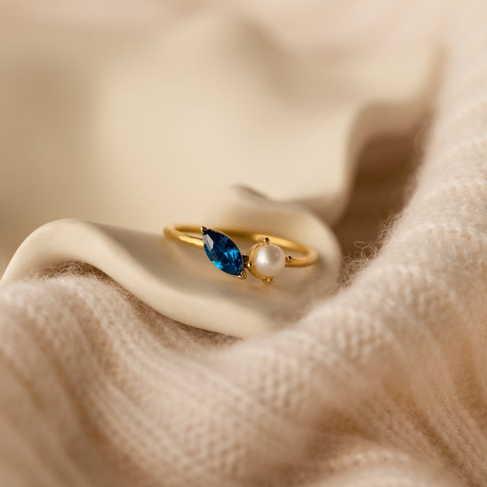 Marquise Birthstone & Pearl Ring