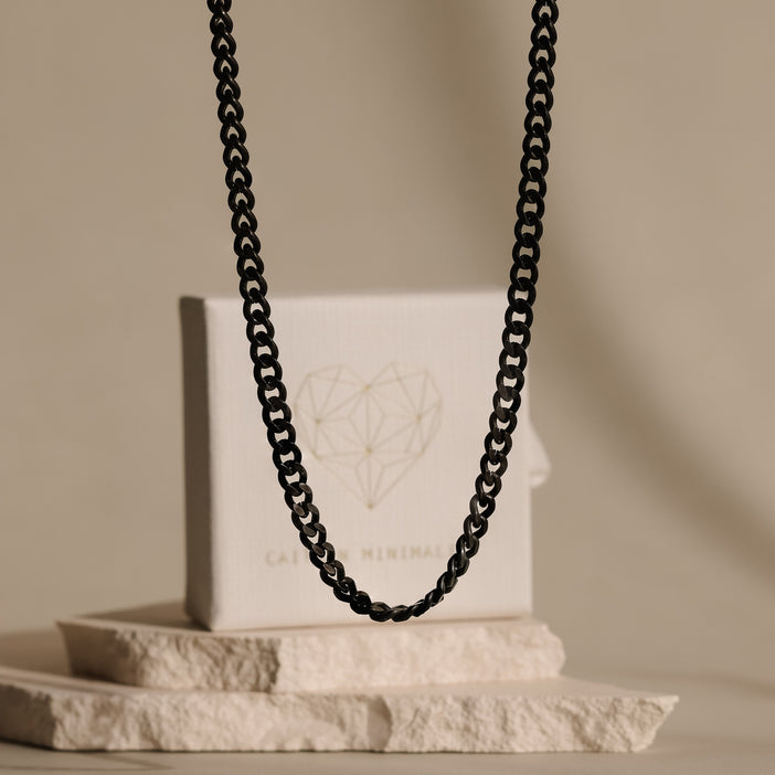 Men's Black Curb Chain