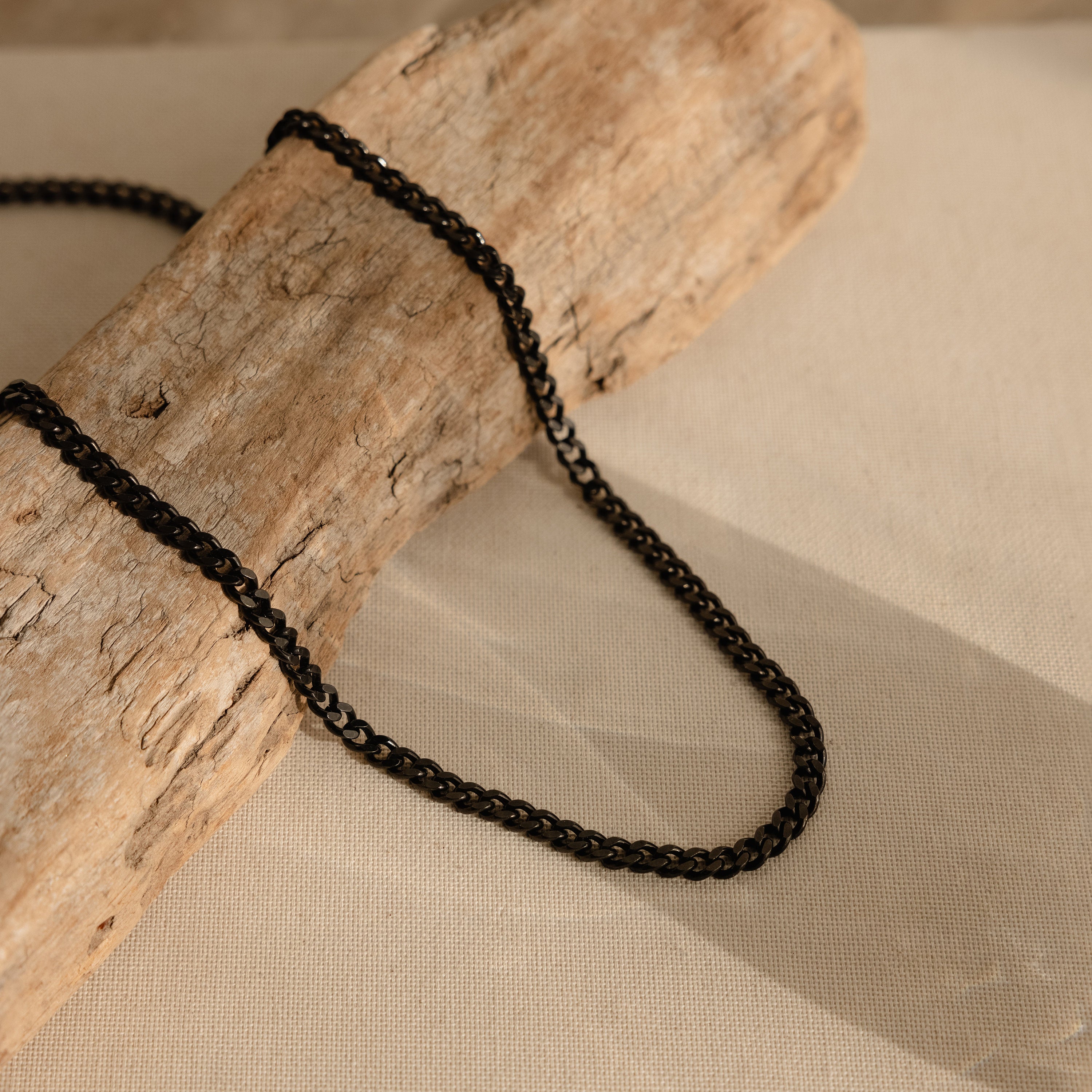 Men's Black Curb Chain