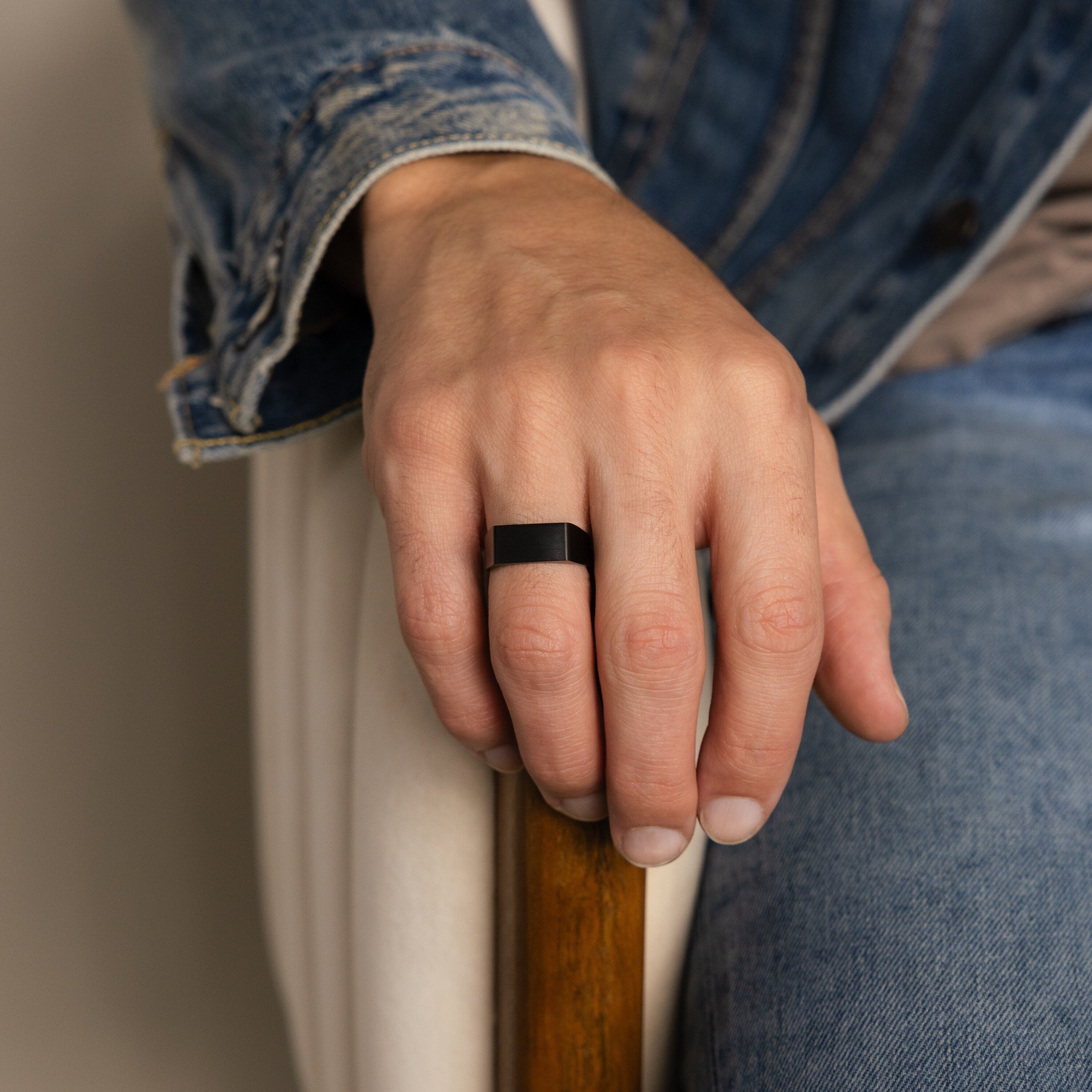 Men's Black Signet Ring