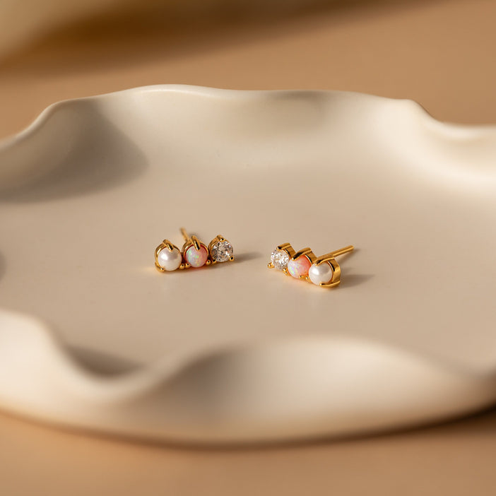 Pearl, Opal & Diamond Studs