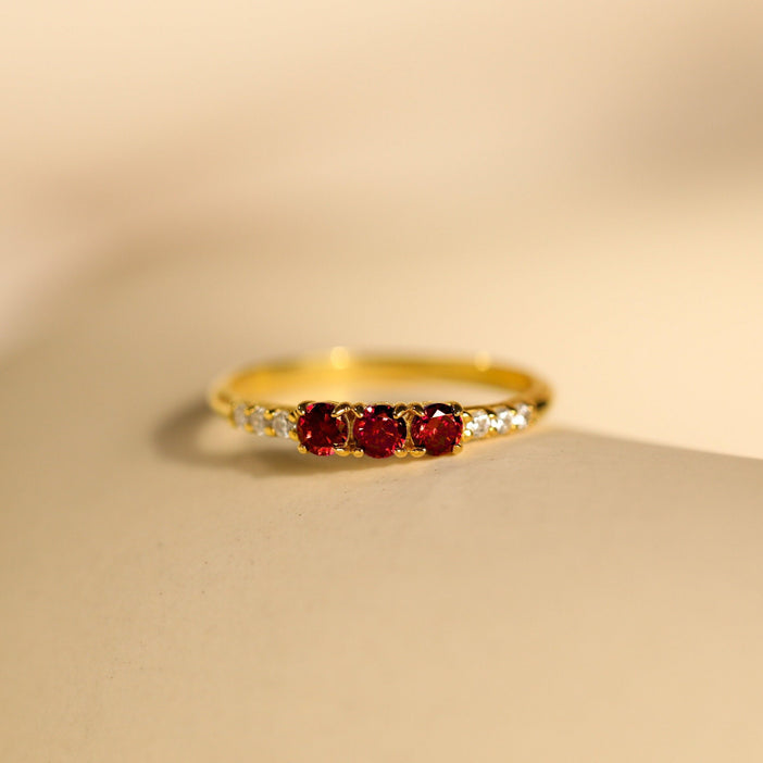 Pave Triple Birthstone Ring