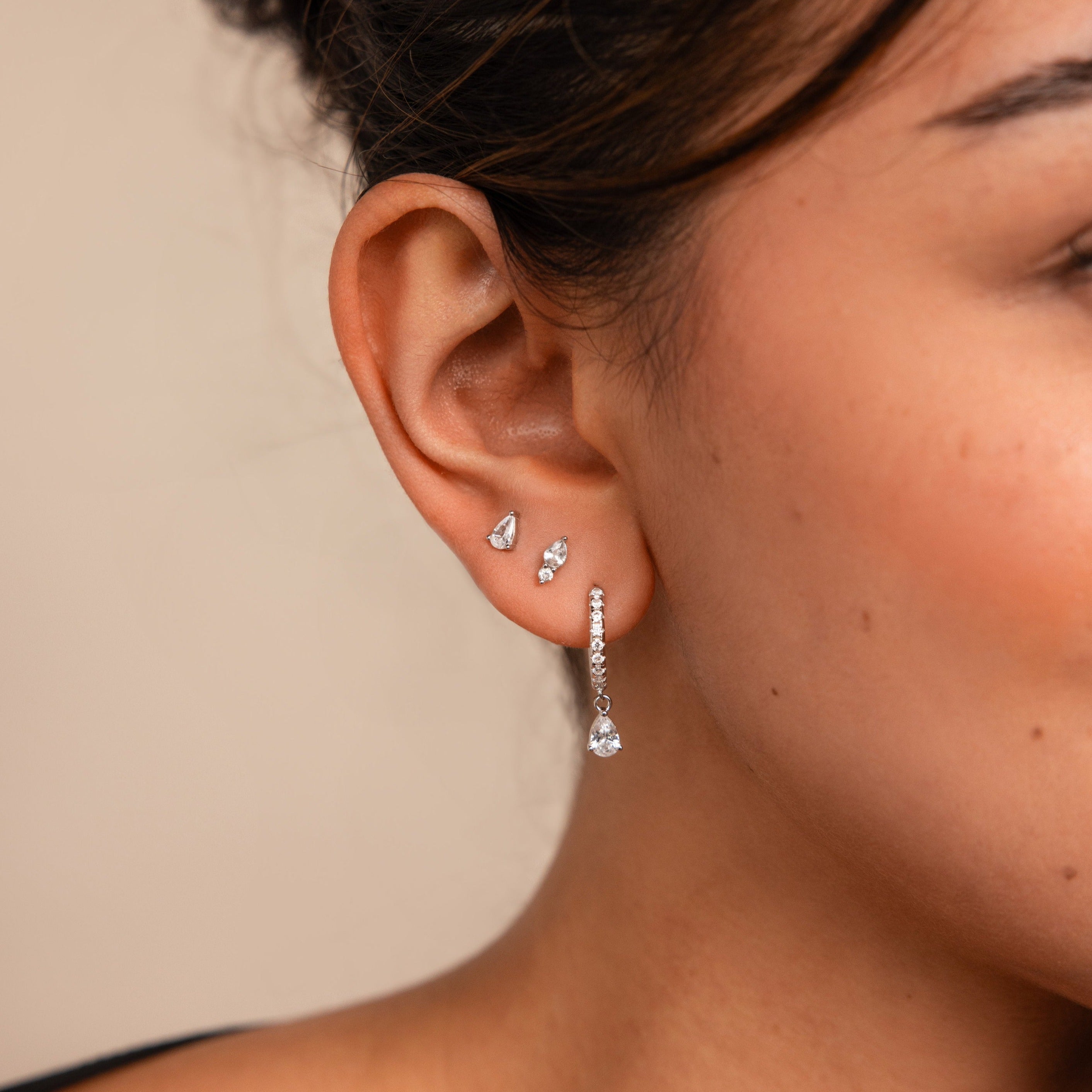 Diamond Drop Earrings Set